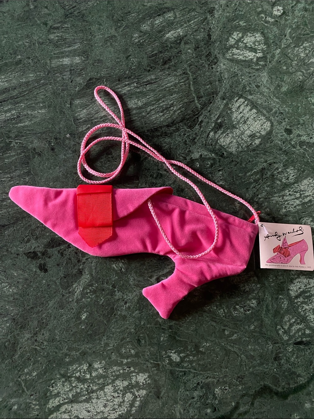 Vintage Andy Warhol "Alice B. Shoe" Purse- Collectible Pink Velvet Shoulder Bag
